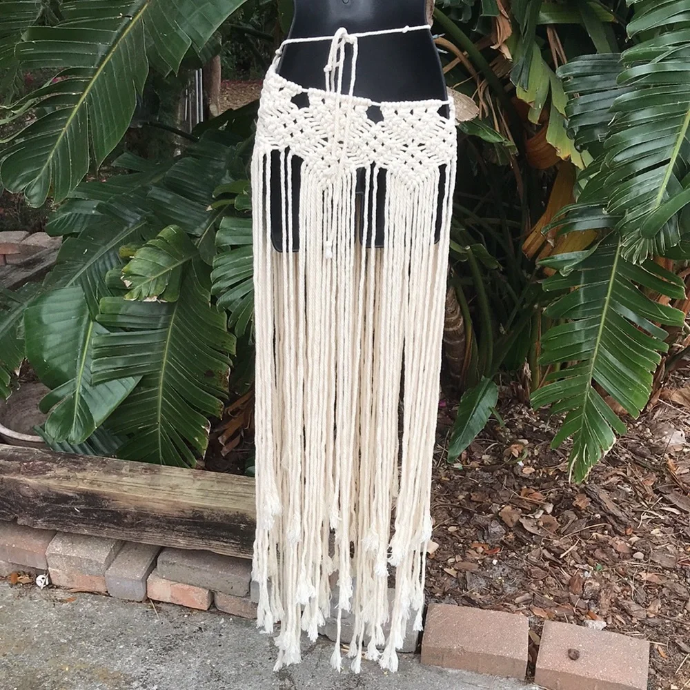 Macramé or crochet fringe Festival skirt or belt